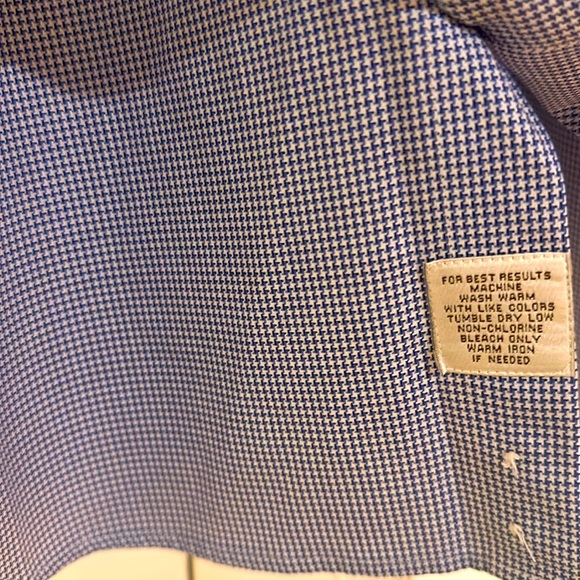 PETER MILLAR BLUE & WHITE LONG SLEEVE BUTTON UP COTTON SHIRT SIZE 17.5 LONG - Picture 6 of 7